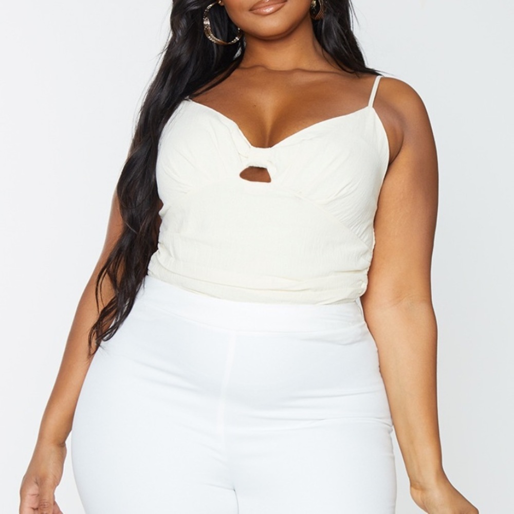 Cream Woven Crop Top